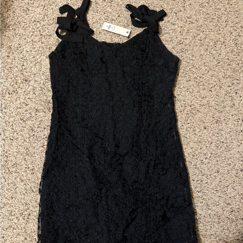 Francesca's Collections Black Floral Lace Mini Dress